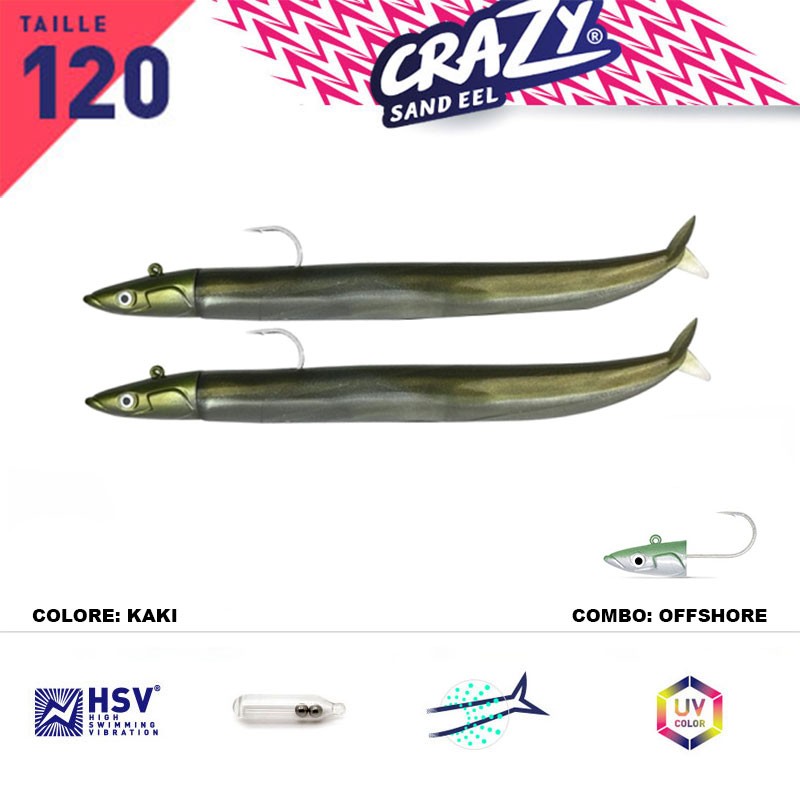 FIIISH CRAZY SAND EEL 120 COMBO X2 OFF SHORE 15 GR