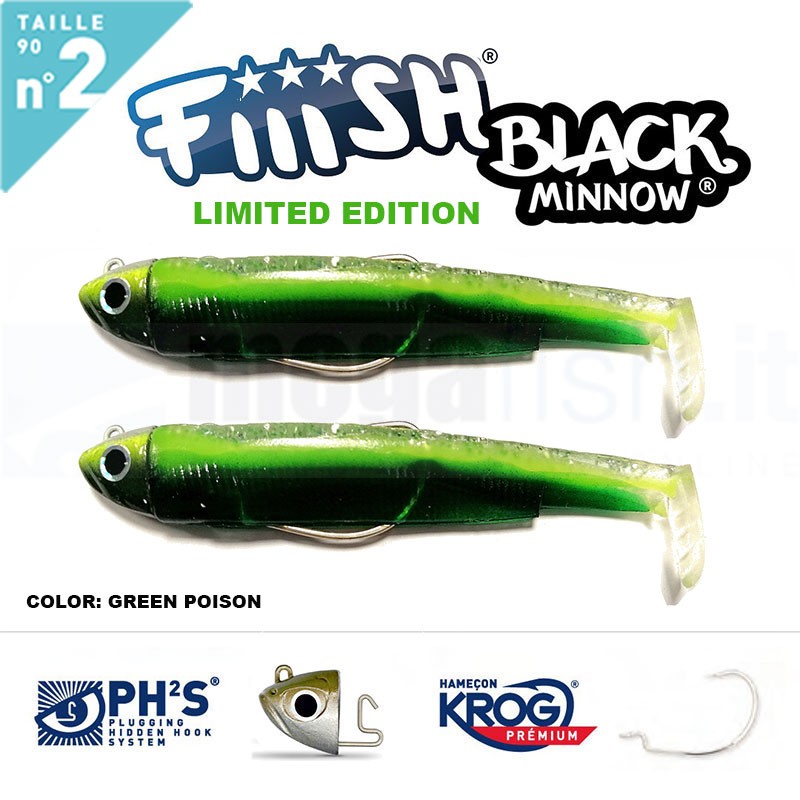Bait Silicone Black Minnow 90 Fiiish Doubles Combos Off Shore